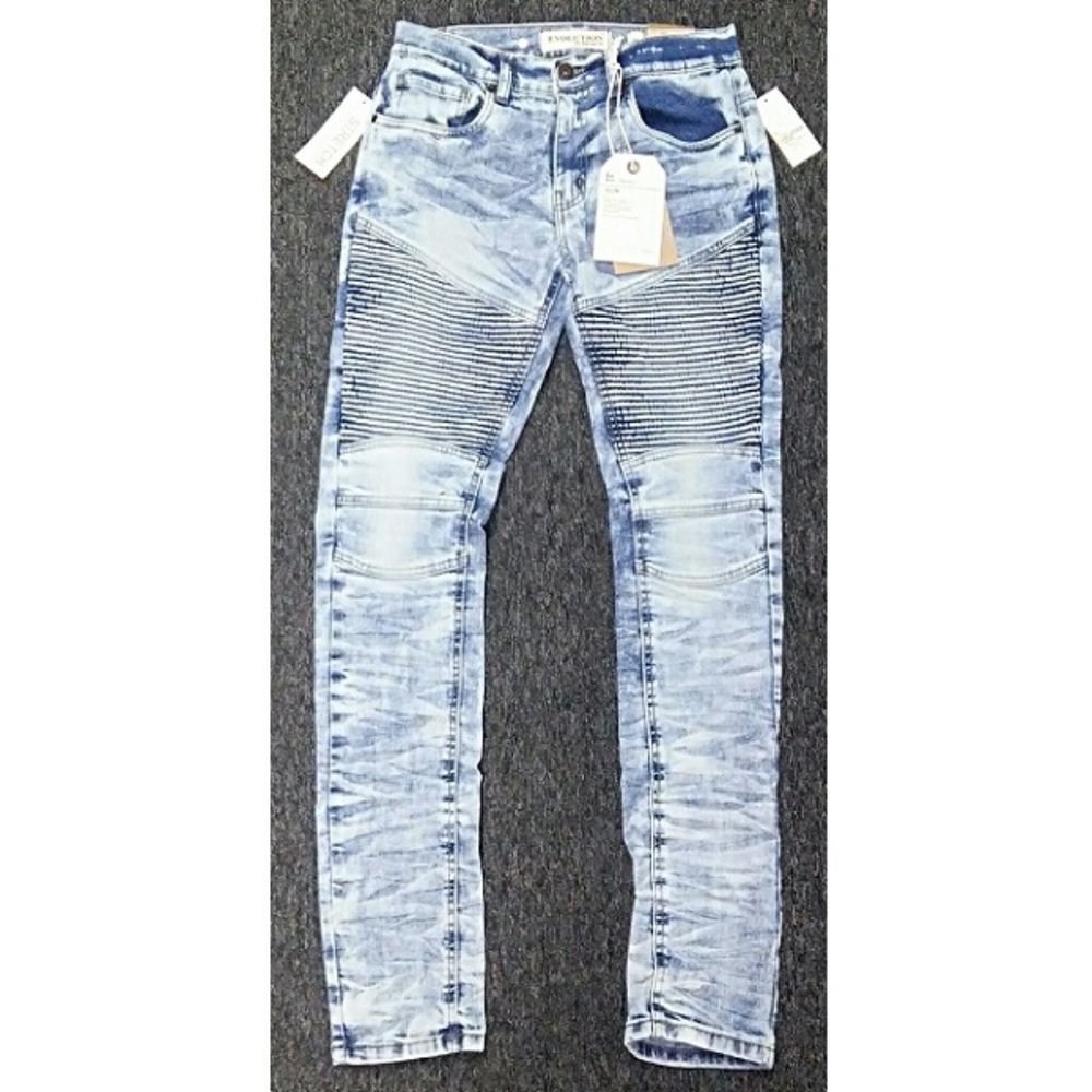 NEW! ICE BLUE 5 POCKET DENIM MOTO JEANS - WAIST 29 - MEN
